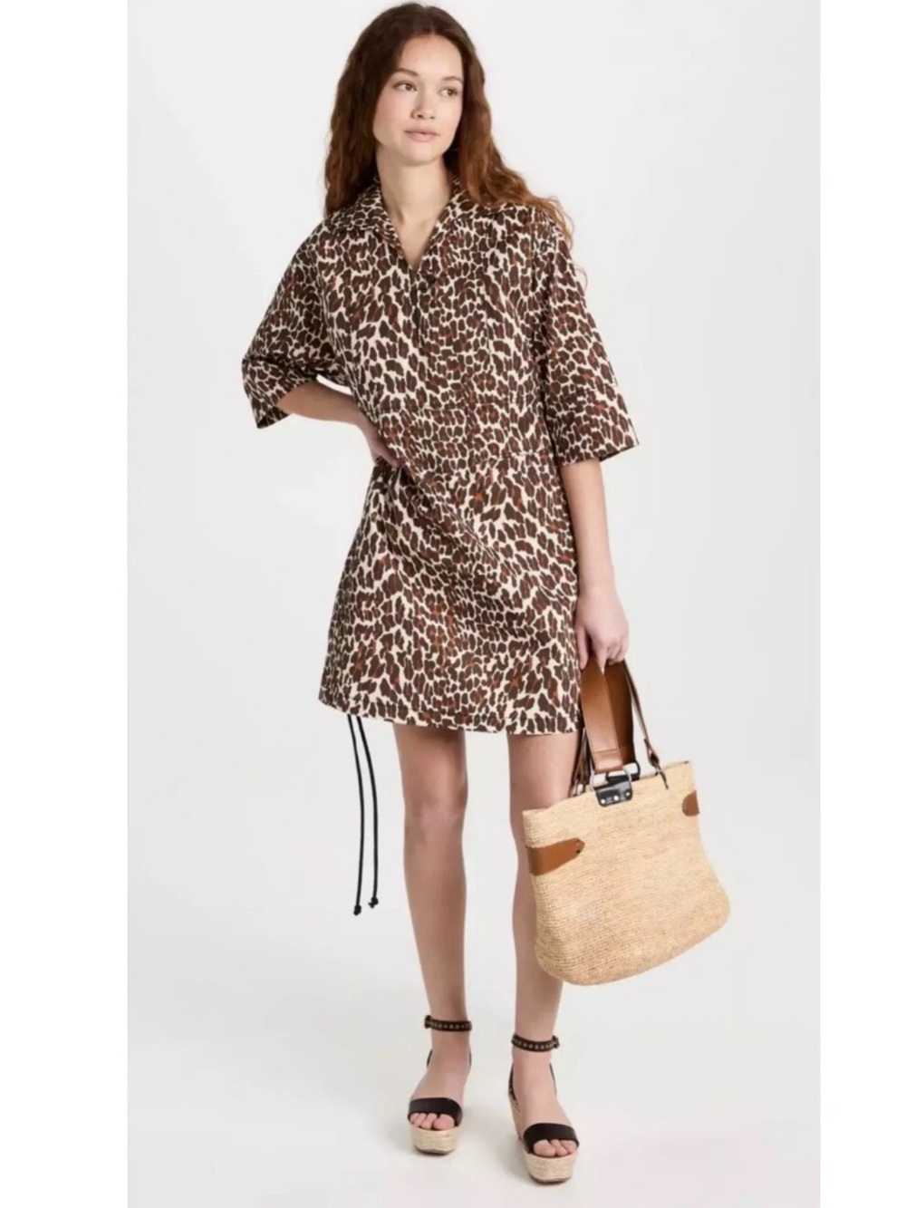 NWOT Tory Burch Reva Leopard Print Short Shirt Dress Size 2
